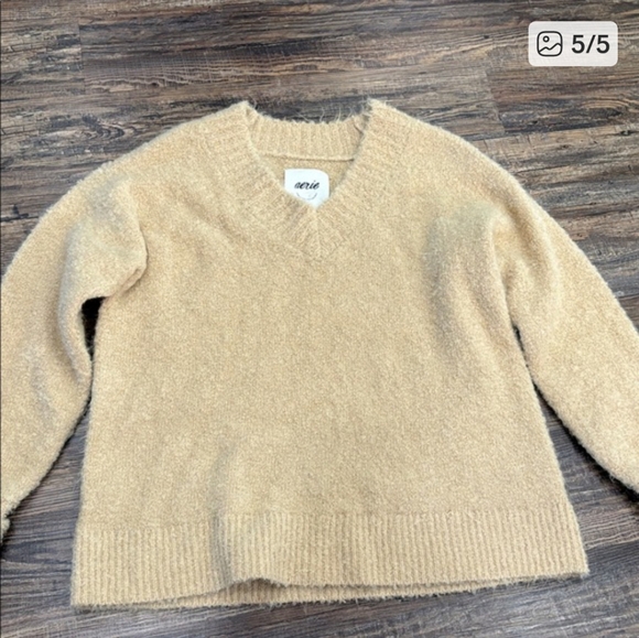 🍀Aerie teddy boucle oversized v neck sweater - Picture 5 of 5